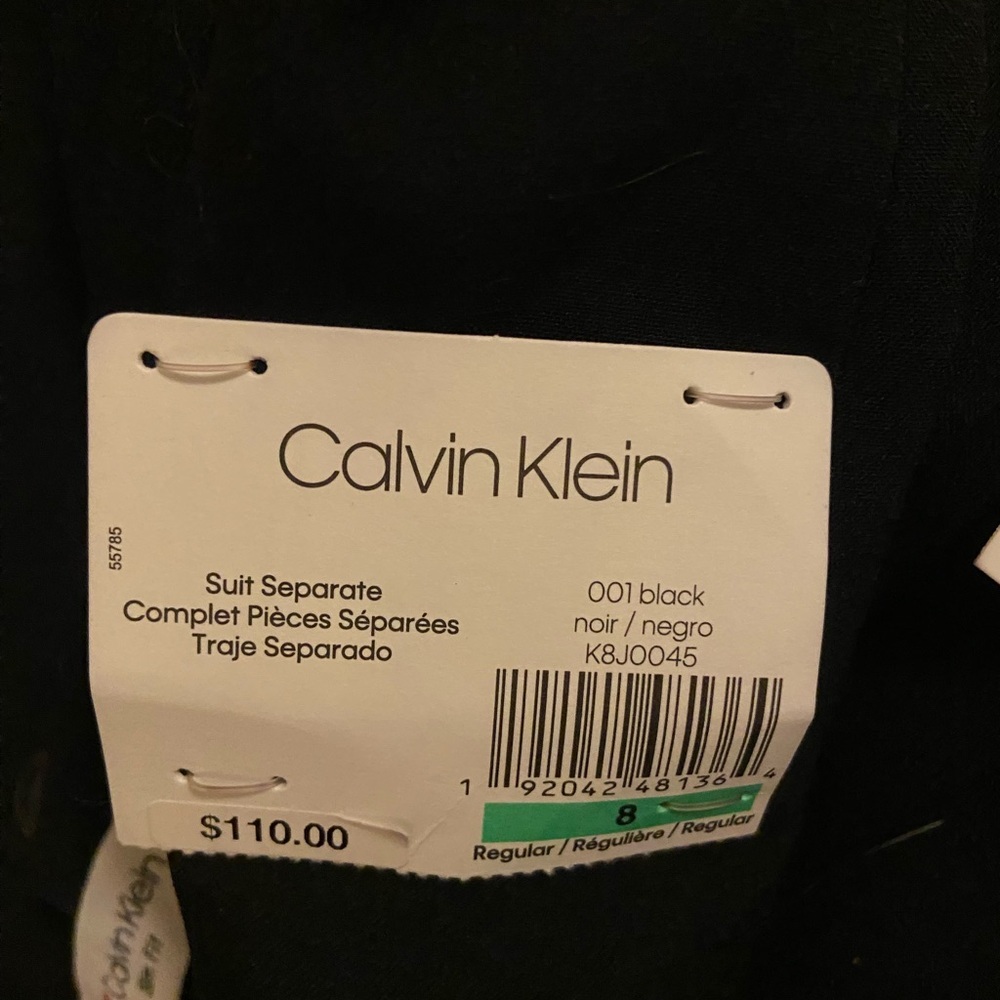 NWT Calvin Klein Big Boys Slim Fit Stretch Suit Jacket 8 Regular Black - Picture 5 of 6